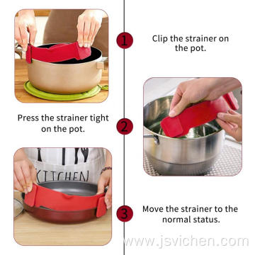 Kitchen silicone strainer clips